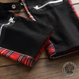 Men's Plaid Patchwork Cross Cotton Pants | Gthic.com