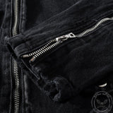 Men's Punk Lapel Zipper Slim Fit Denim Jacket