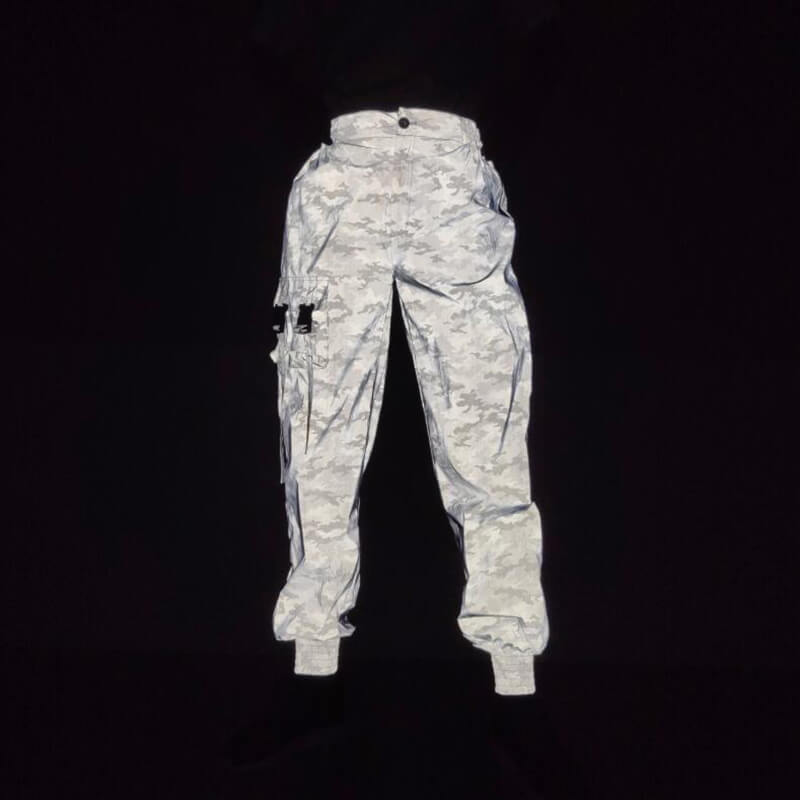 Pantalones cargo reflectantes con cremallera lateral para hombre