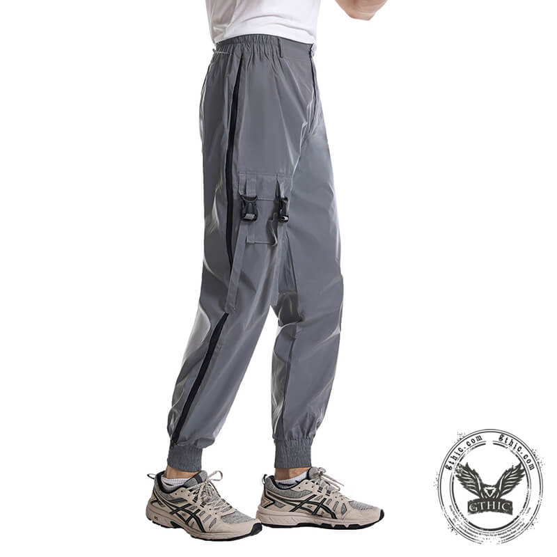 Pantalones cargo reflectantes con cremallera lateral para hombre