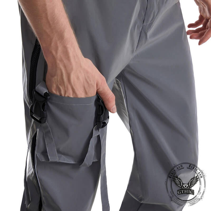 Pantalones cargo reflectantes con cremallera lateral para hombre