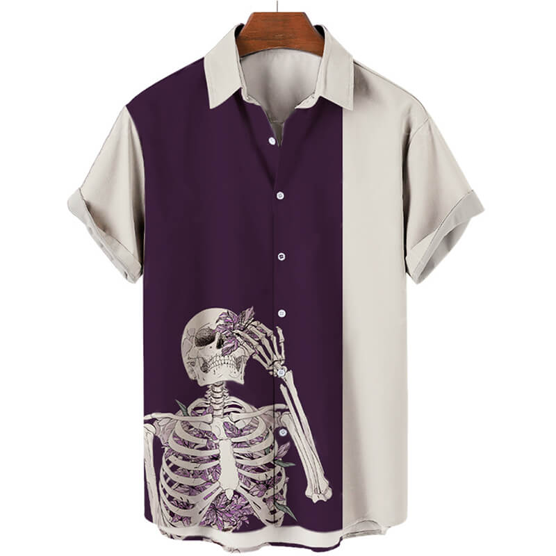 Men's Skull Print Short Sleeve Hawaiian Shirt | Gthic.com
