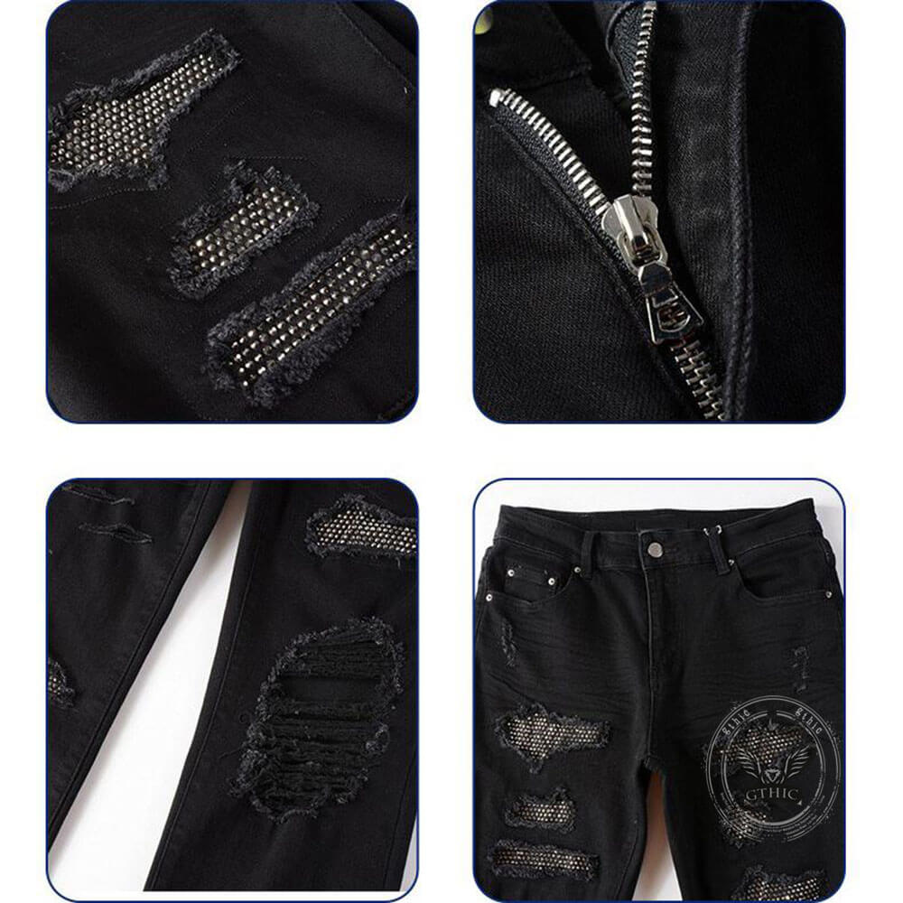 Skinny-Hose aus Baumwolle mit Totenkopfmuster für Herren