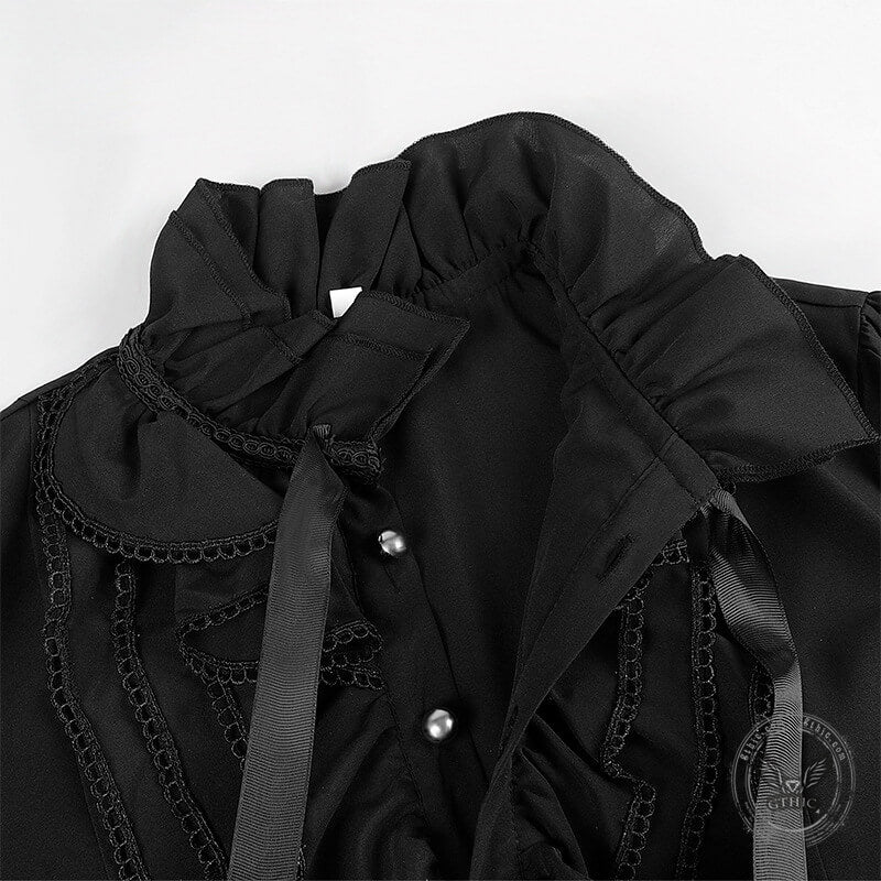 Men's Victorian Ruffled Lace-Up Shirt