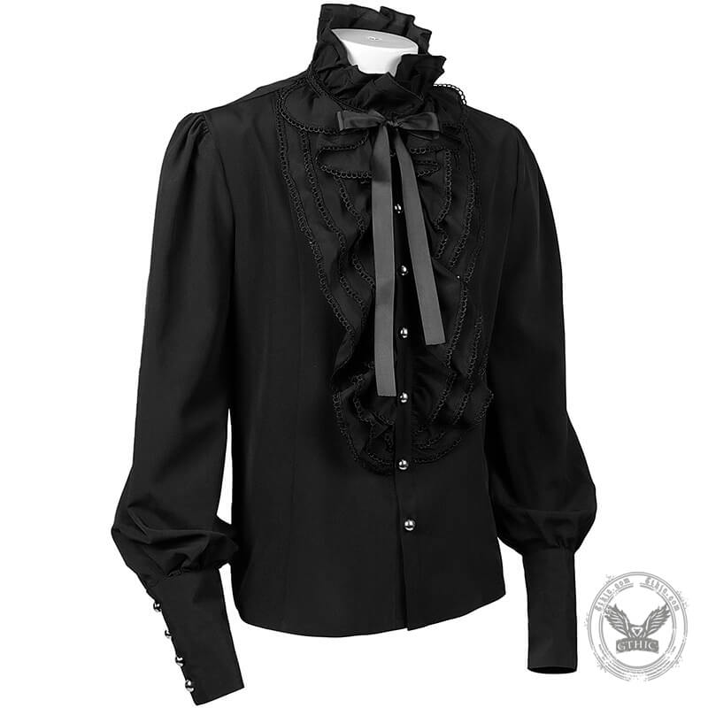 Men's Victorian Ruffled Lace-Up Shirt | Gthic.com