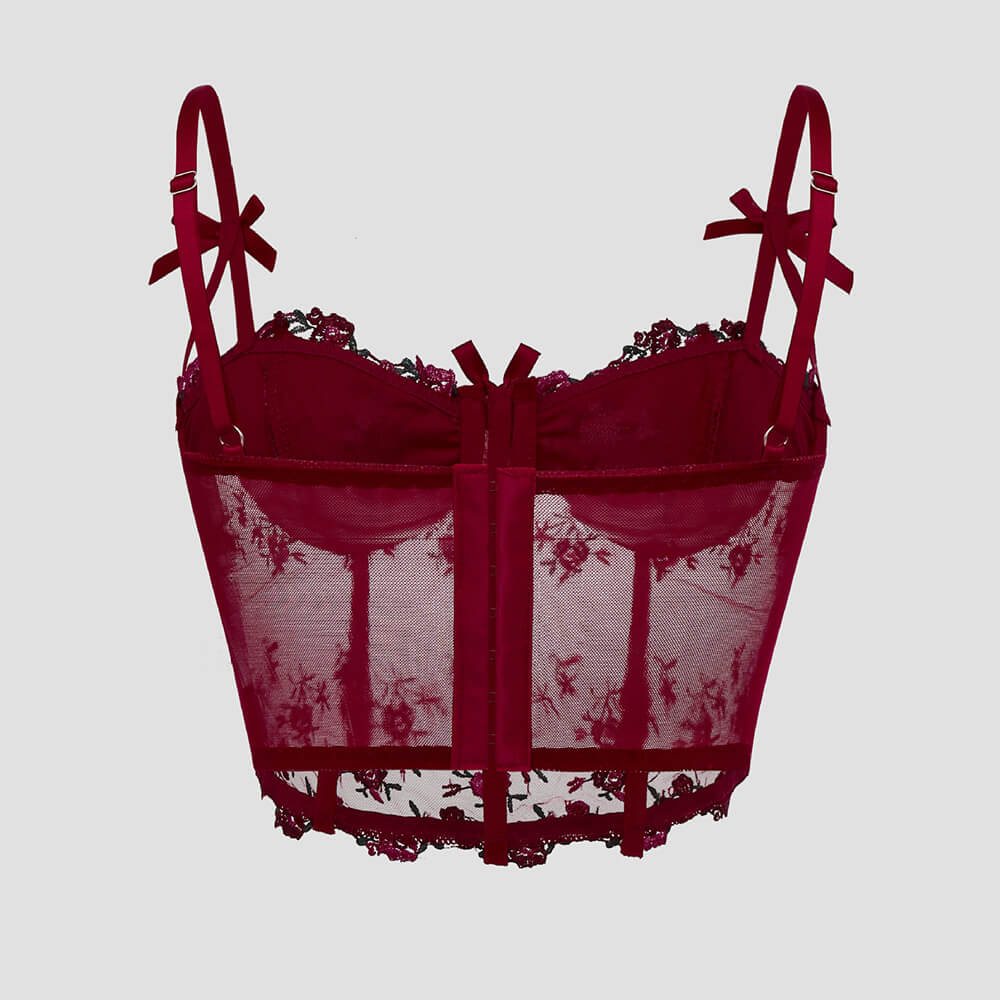 Top corto halter de poliéster sin espalda en forma de mariposa