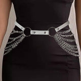 Metal Body Chain Leather Waist Belt