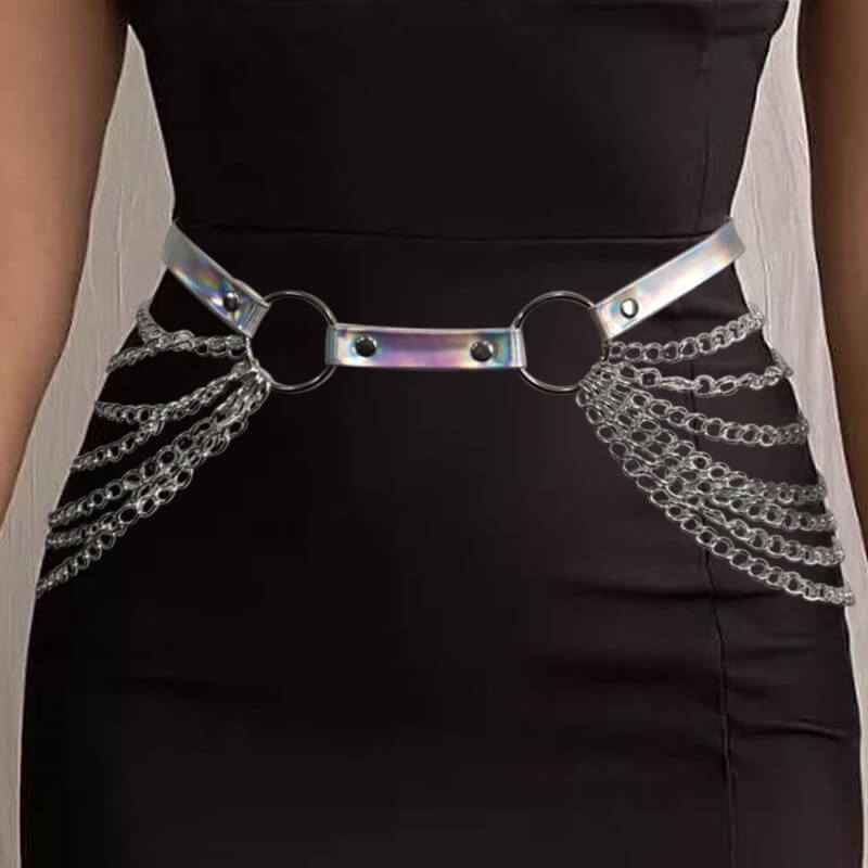Metal Body Chain Leather Waist Belt