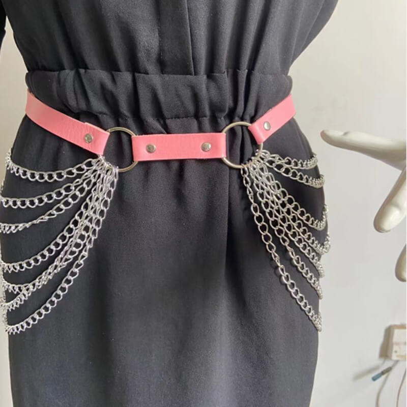 Metal Body Chain Leather Waist Belt | Gthic.com