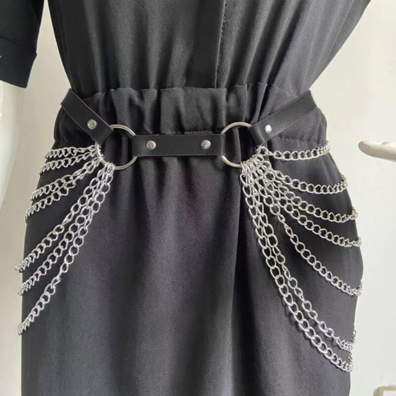 Metal Body Chain Leather Waist Belt | Gthic.com