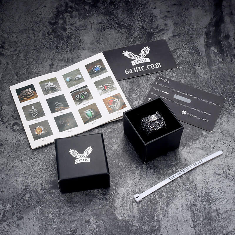 Anello con teschio di zucchero in acciaio inossidabile con fiore messicano