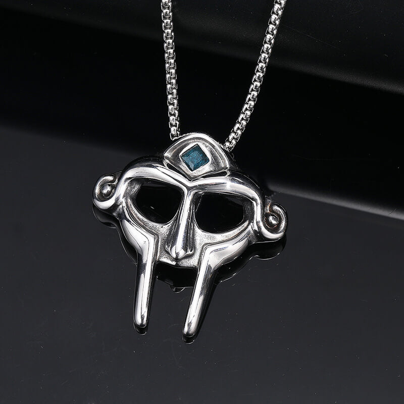 MF DOOM Mask Design Gem Stainless Steel Pendant | Gthic.com