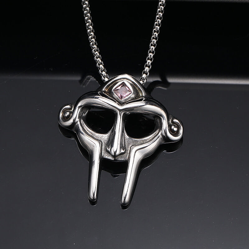 MF DOOM Mask Design Gem Stainless Steel Pendant | Gthic.com