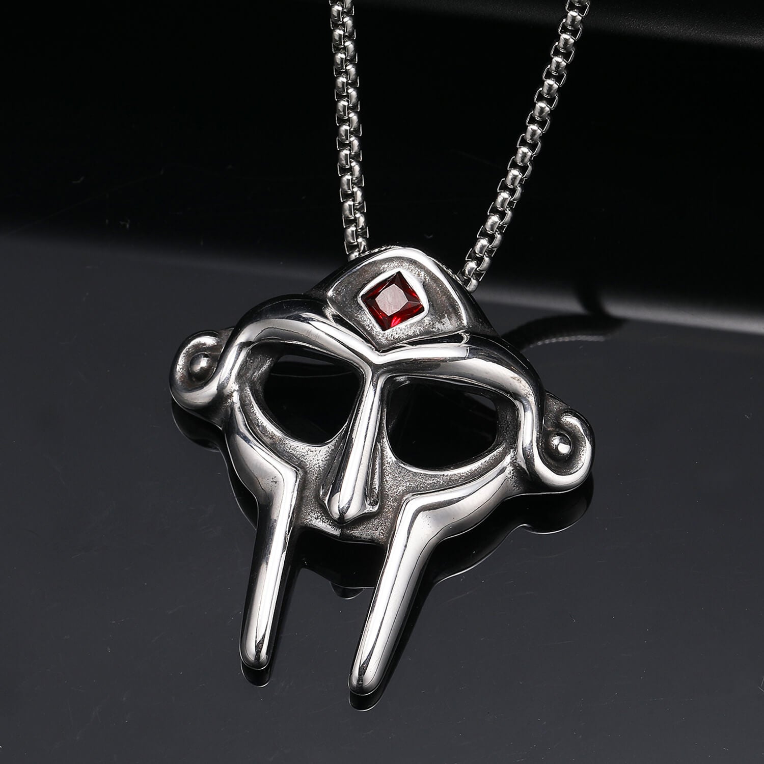 MF DOOM Mask Design Gem Stainless Steel Pendant | Gthic.com