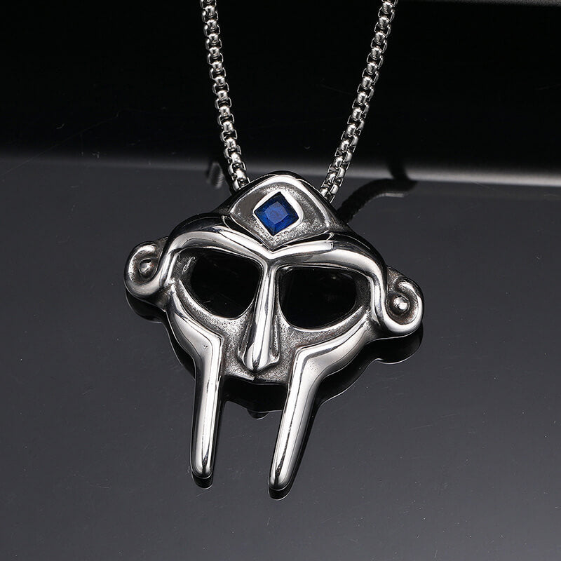 MF DOOM Mask Design Gem Stainless Steel Pendant | Gthic.com