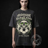 Midnight Kickoff Club Skull Football Vintage Washed T-shirt | Gthic.com