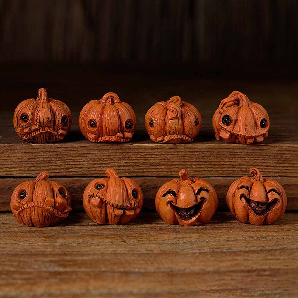 Mini Pumpkin & Skull Set Halloween Resin Figurines | Gthic.com
