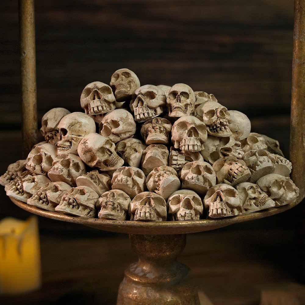 Mini Pumpkin & Skull Set Halloween Resin Figurines | Gthic.com