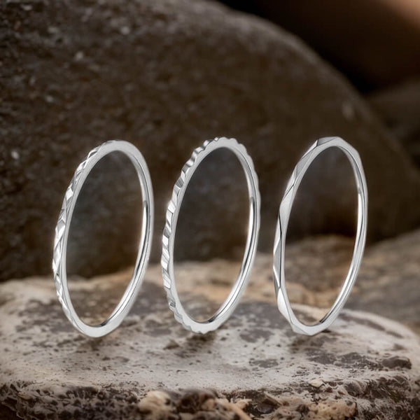 Minimalist 3Pcs Stainless Steel Stackable Ring Set | Gthic.com
