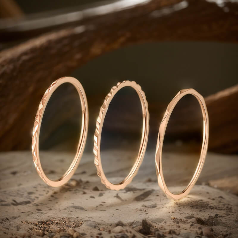 Minimalist 3Pcs Stainless Steel Stackable Ring Set | Gthic.com