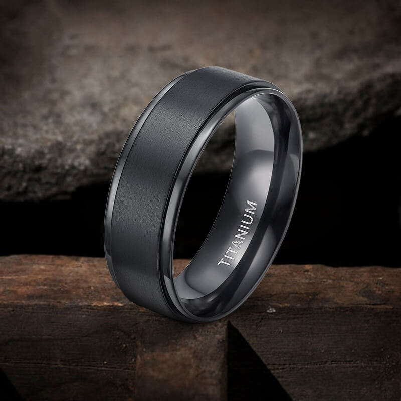Minimalist Black Color Titanium Band Ring | Gthic.com