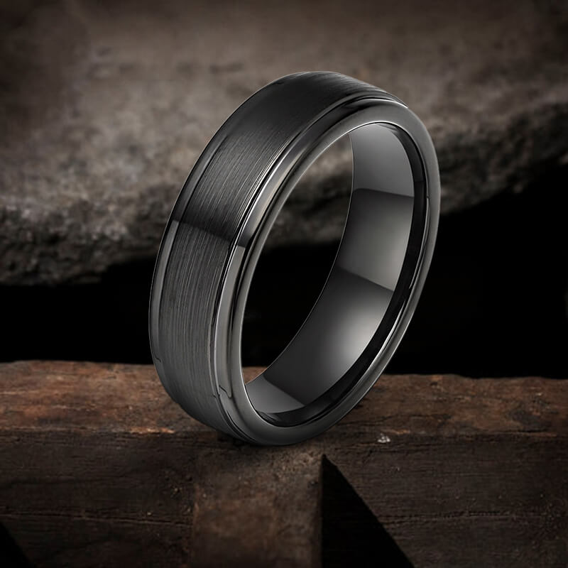 Minimalist Black Color Titanium Band Ring | Gthic.com