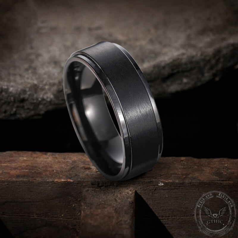 Minimalist Black Color Titanium Band Ring | Gthic.com