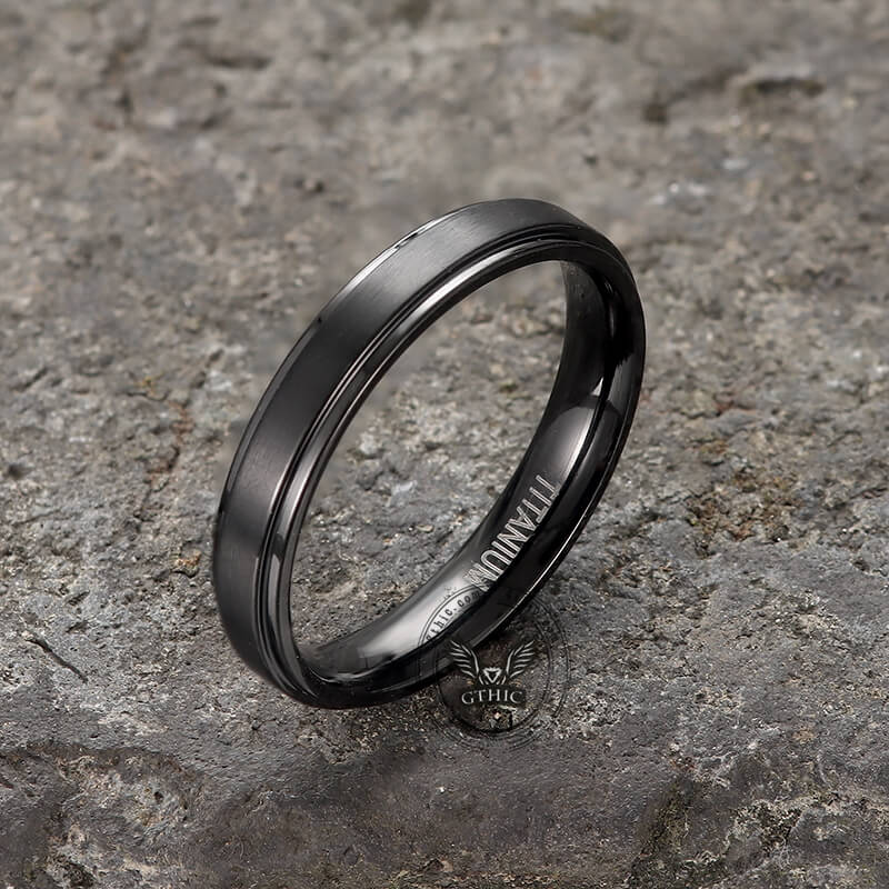 Minimalist Black Color Titanium Band Ring – GTHIC