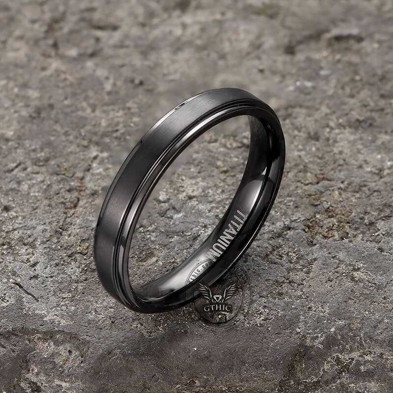 Minimalist Black Color Titanium Band Ring