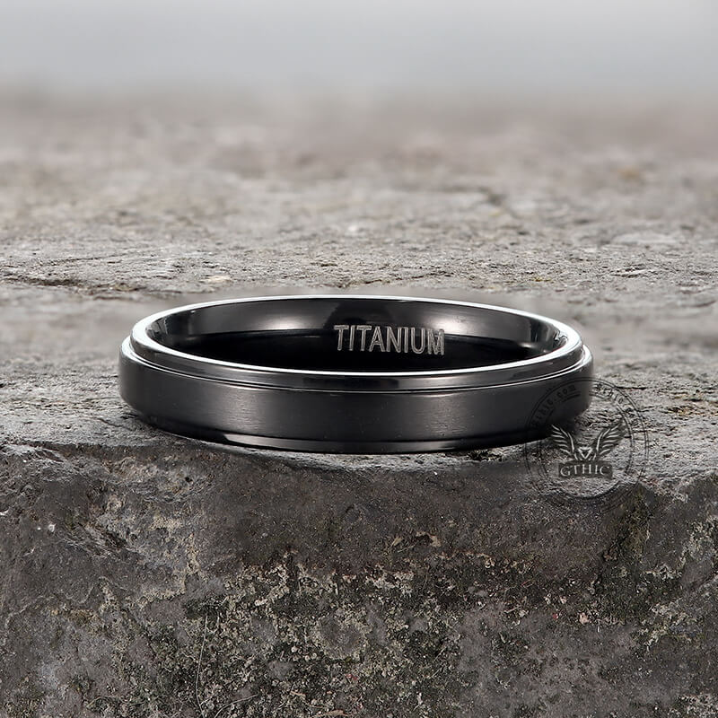 Minimalist Black Color Titanium Band Ring