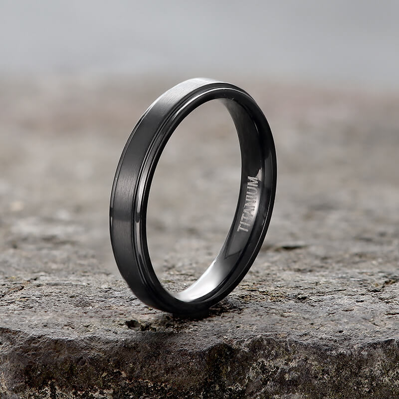 Minimalist Black Color Titanium Band Ring | Gthic.com