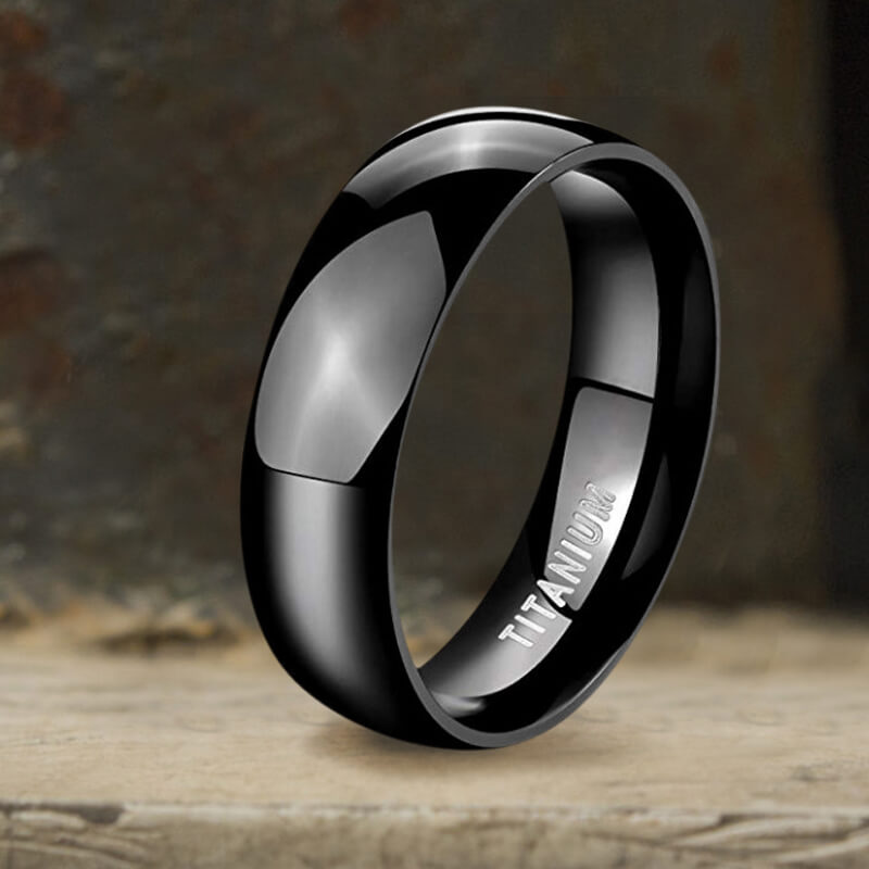 Minimalist Black Glossy Titanium Ring | Gthic.com