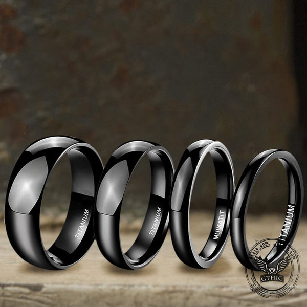 Minimalist Black Glossy Titanium Ring | Gthic.com