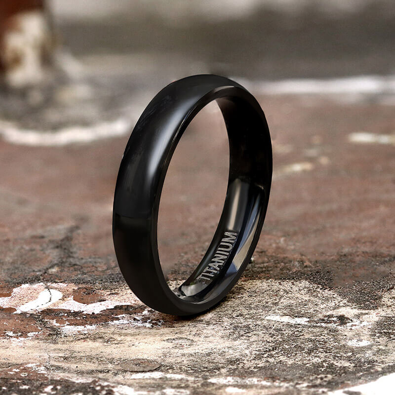 Minimalist Black Glossy Titanium Ring | Gthic.com