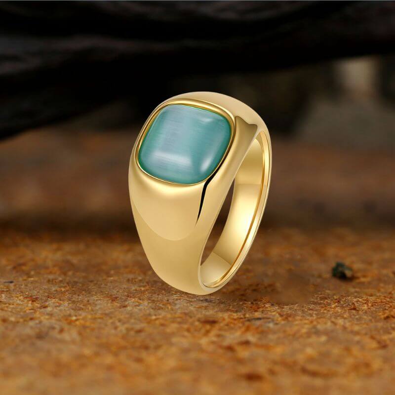 Minimalist Cat's Eye Stone Stainless Steel Versatile Ring | Gthic.com