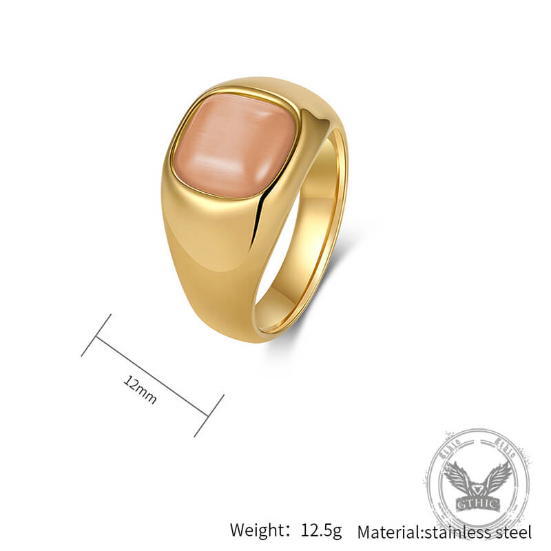 Minimalist Cat's Eye Stone Stainless Steel Versatile Ring