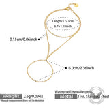 Minimalist CZ Stainless Steel Ring Attached Bracelet
