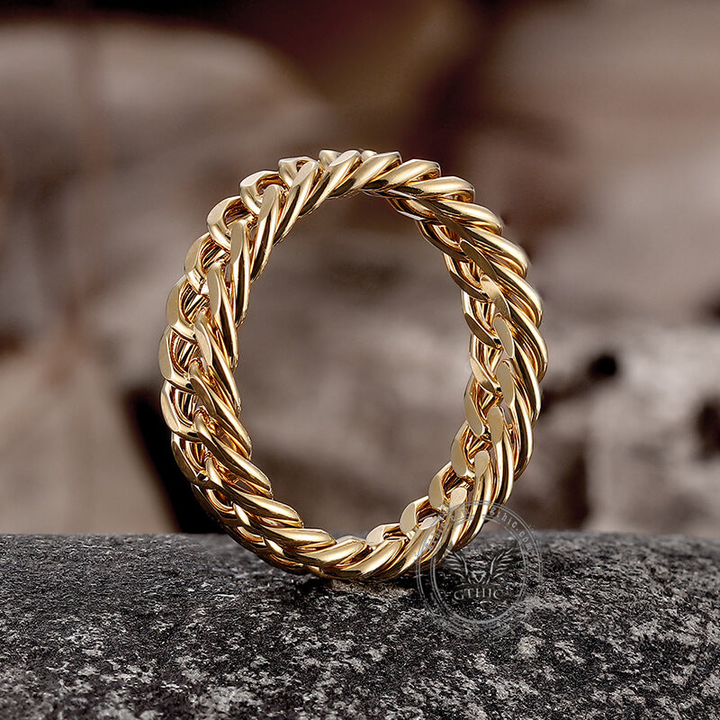 Minimalist Double Weave Chain Stainless Steel Ring