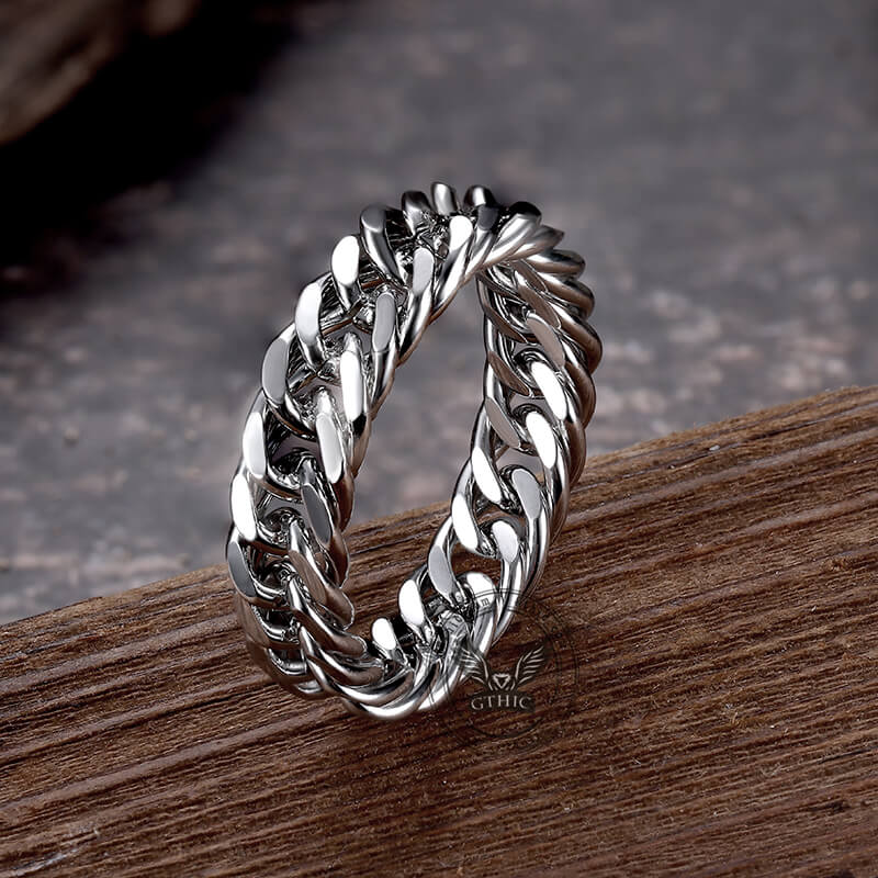 Minimalist Double Weave Chain Stainless Steel Ring | Gthic.com