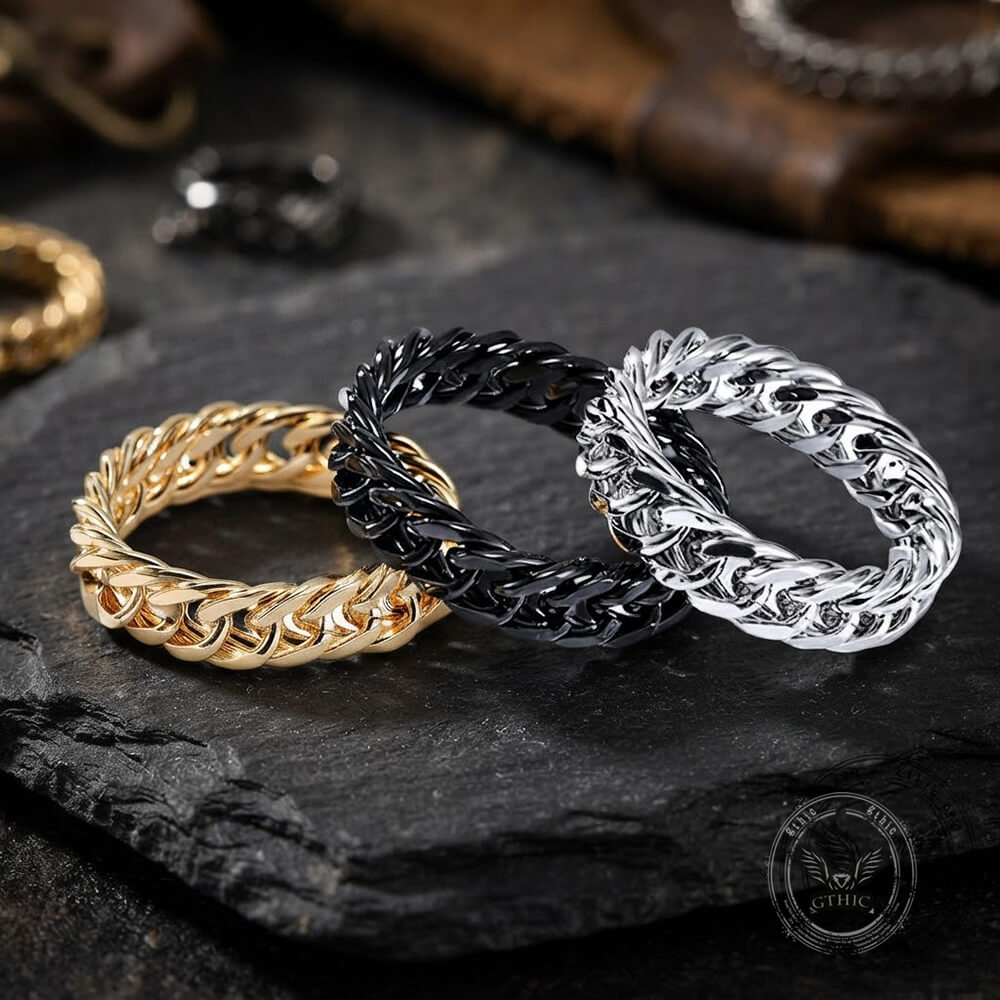 Minimalist Double Weave Chain Stainless Steel Ring | Gthic.com