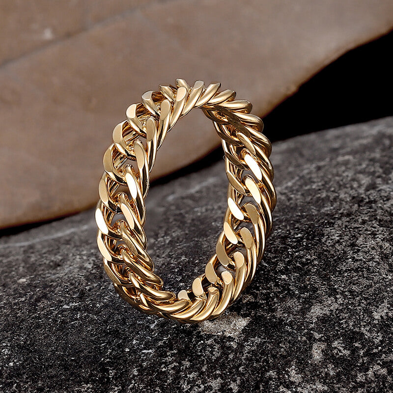 Minimalist Double Weave Chain Stainless Steel Ring | Gthic.com