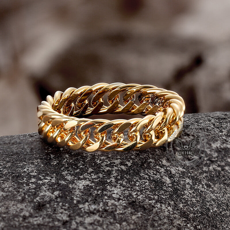 Minimalist Double Weave Chain Stainless Steel Ring