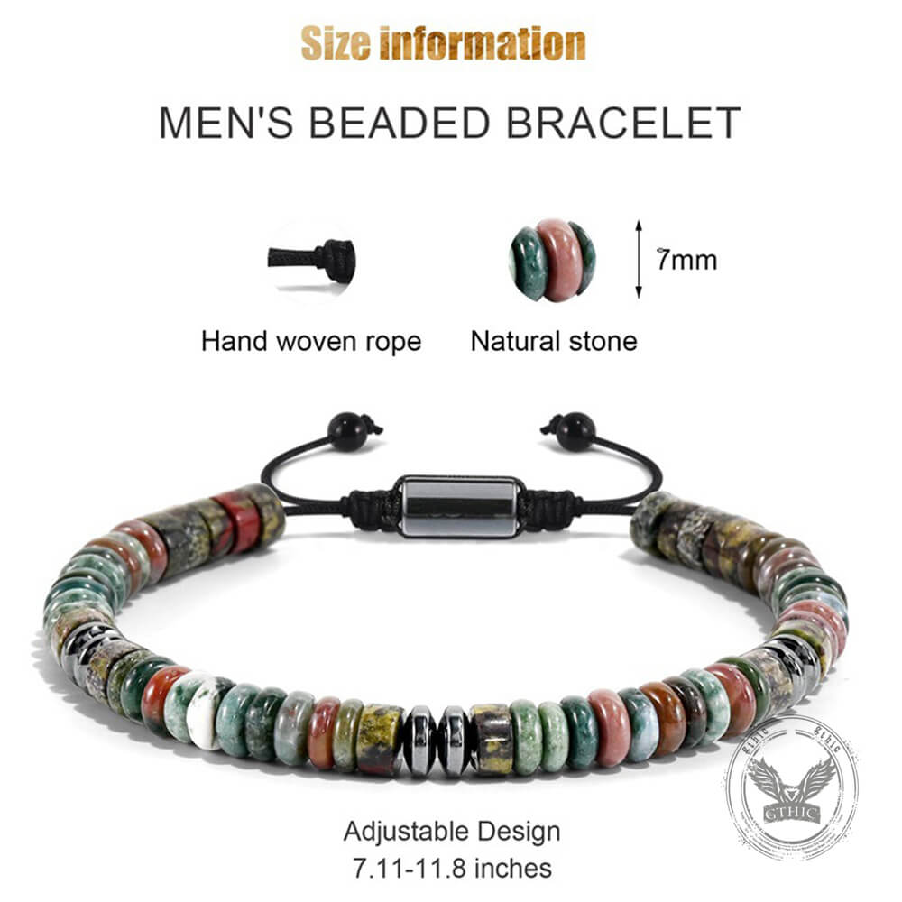 Bracciale con perline da uomo in acciaio inossidabile con teschio incrociato