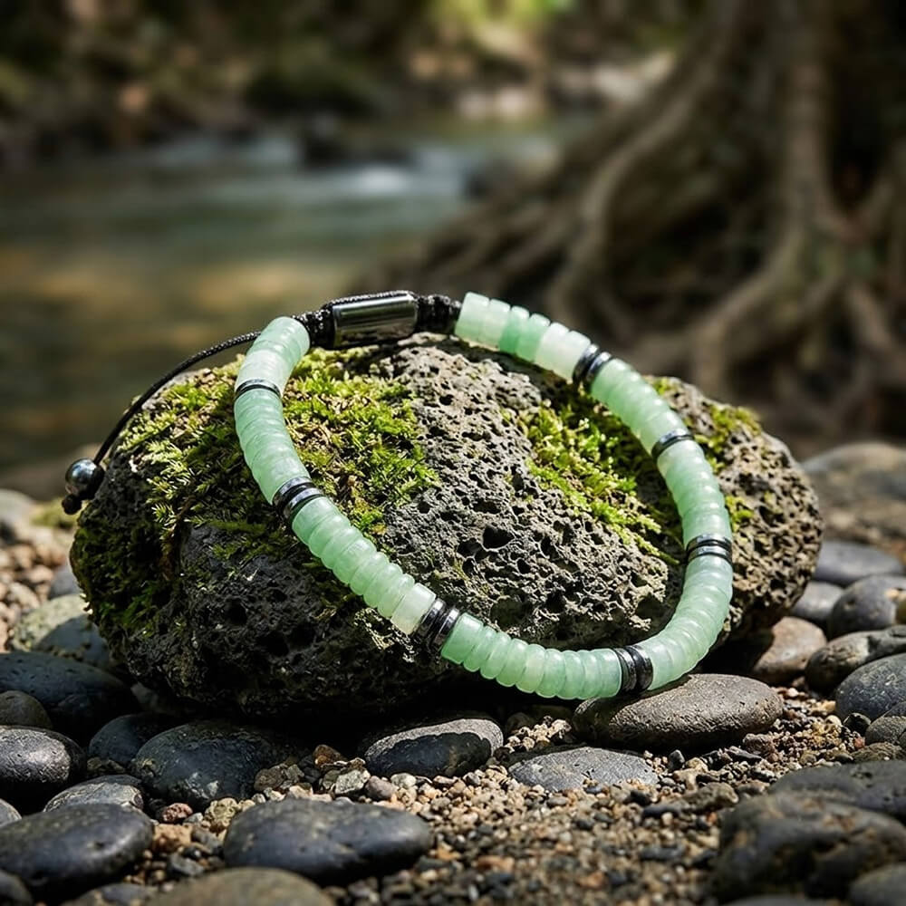 Minimalist Flat Natural Stone Beads Adjustable Bracelet | Gthic.com