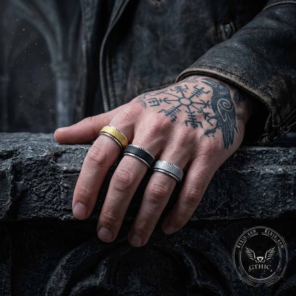 Minimalist Frosted Stainless Steel Spinner Ring | Gthic.com
