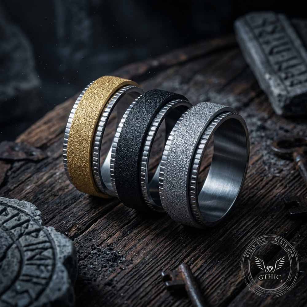 Minimalist Frosted Stainless Steel Spinner Ring | Gthic.com