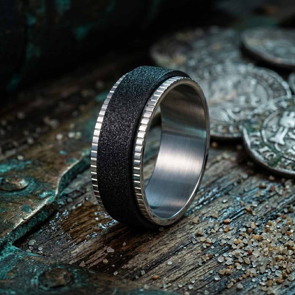 Minimalist Frosted Stainless Steel Spinner Ring