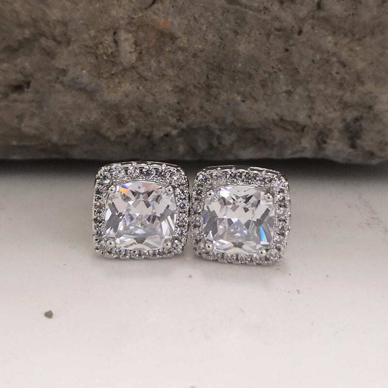 Minimalist Gem-Set Brass Stud Earrings | Gthic.com