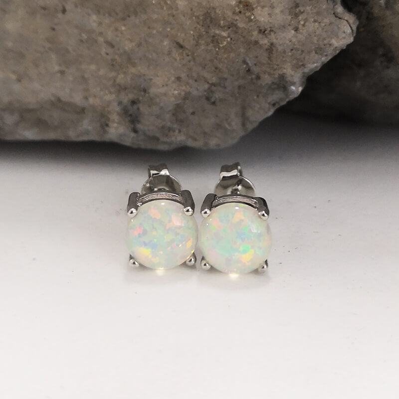 Minimalist Gem-Set Brass Stud Earrings | Gthic.com