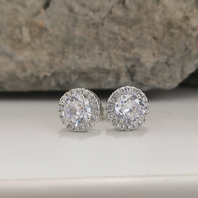 Minimalist Gem-Set Brass Stud Earrings | Gthic.com